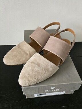 COCLICO Women’s Beige Suede Slingback Flats